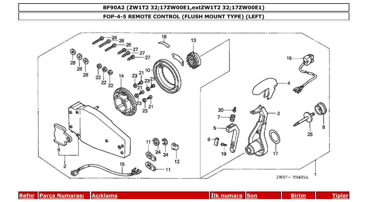 Fig. FOP-4-5 – REMOTE CONTROL (FLUSH MOUNT TYPE) (LEFT) diagram