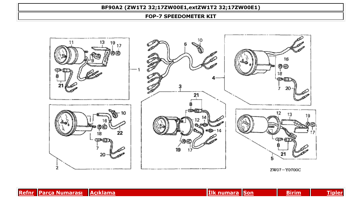 Fig. FOP-7 – SPEEDOMETER KIT diagram