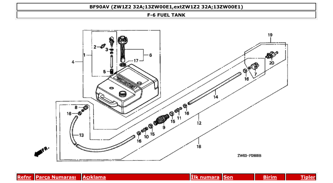bf90av – section F-6 FUEL TANK parts diagram