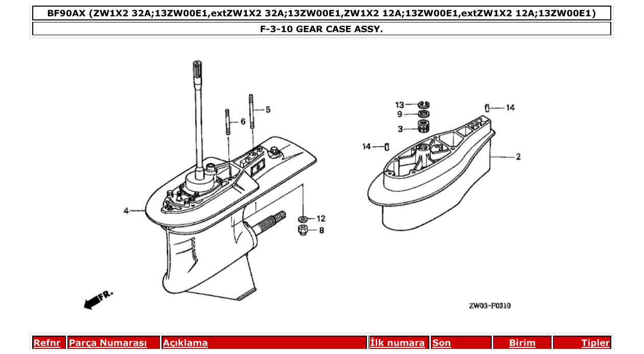 Fig. F-3-10 – GEAR CASE ASSY. diagram