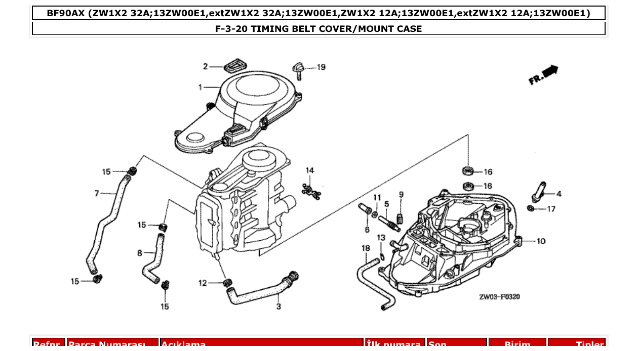 Fig. F-3-20 – TIMING BELT COVER/MOUNT CASE diagram