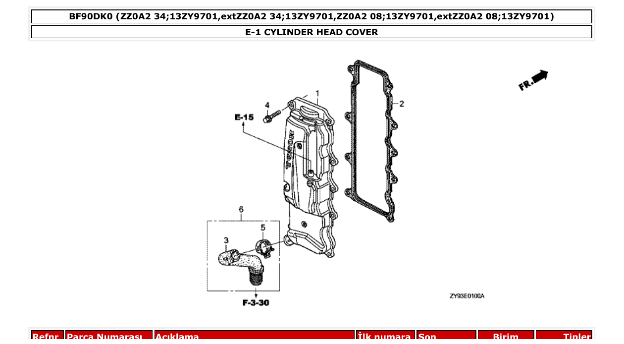 Fig. E-1 – CYLINDER HEAD COVER diagram