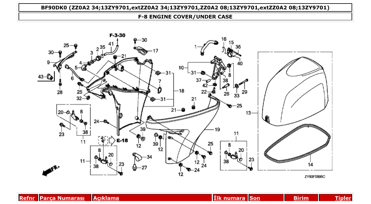 Fig. F-8 – ENGINE COVER/UNDER CASE diagram