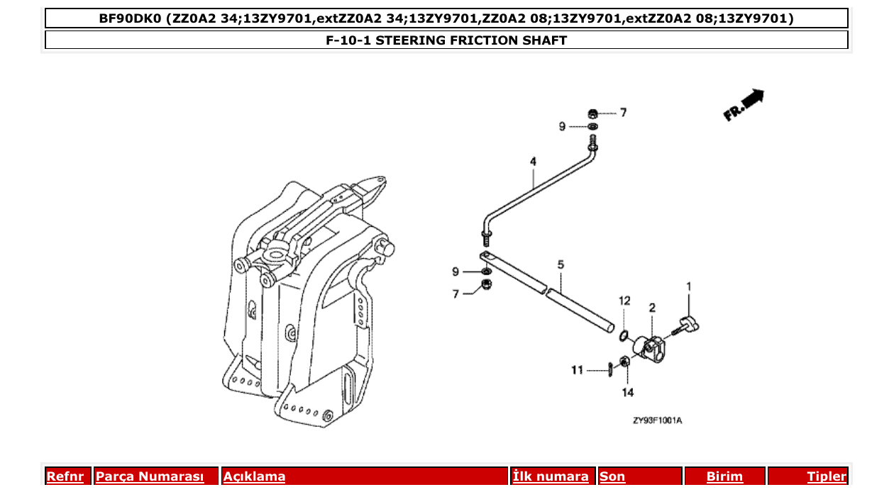 Fig. F-10-1 – STEERING FRICTION SHAFT diagram