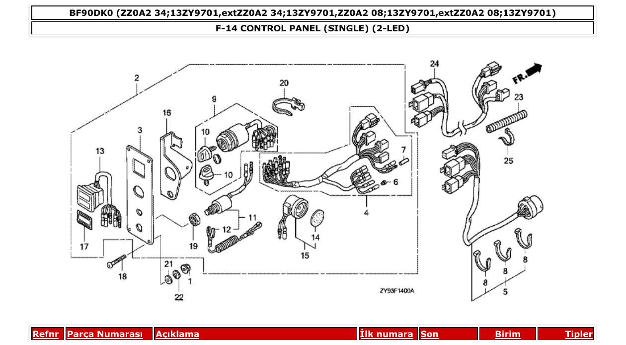 Fig. F-14 – CONTROL PANEL (SINGLE) (2-LED) diagram