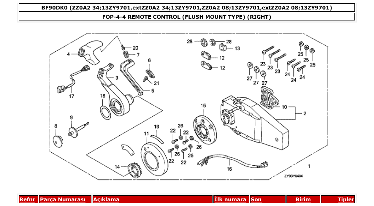 Fig. FOP-4-4 – REMOTE CONTROL (FLUSH MOUNT TYPE) (RIGHT) diagram