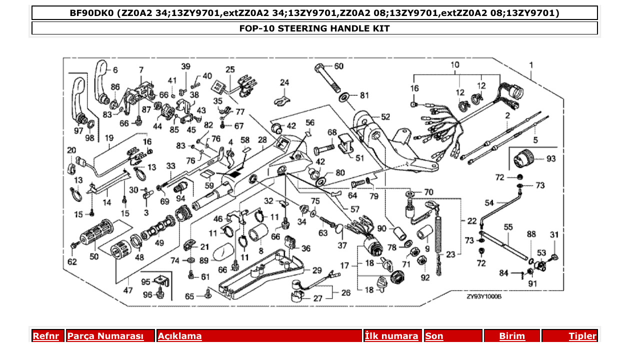 Fig. FOP-10 – STEERING HANDLE KIT diagram