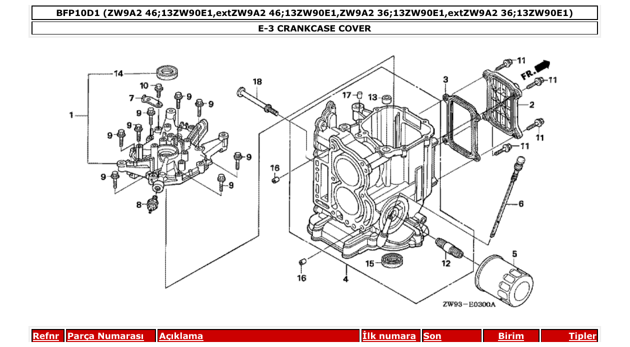 Fig. E-3 – CRANKCASE COVER diagram