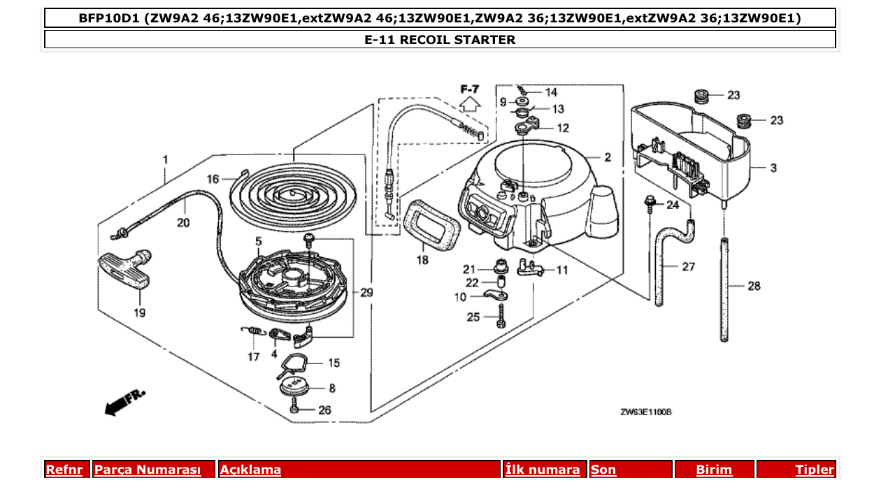 Fig. E-11 – RECOIL STARTER diagram