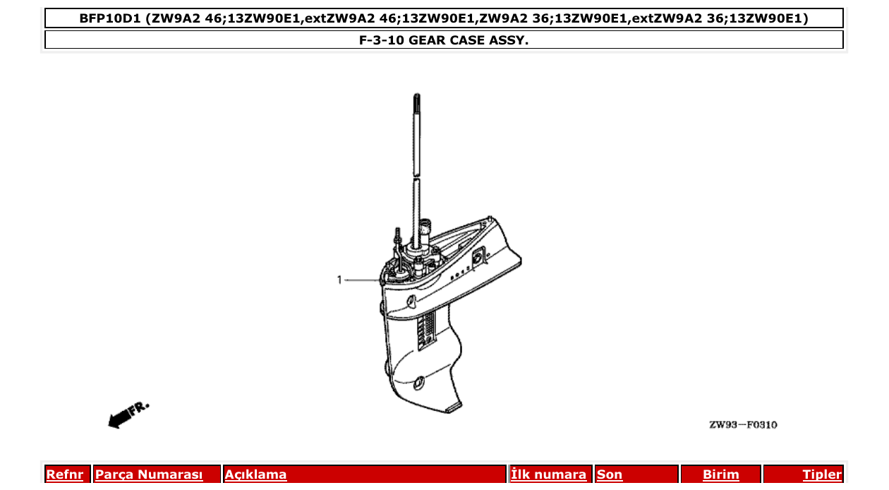 Fig. F-3-10 – GEAR CASE ASSY. diagram