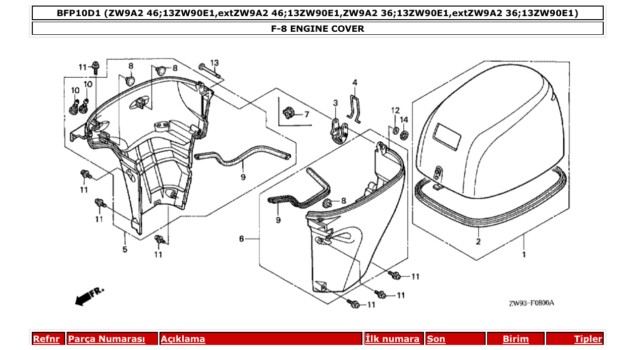 Fig. F-8 – ENGINE COVER diagram