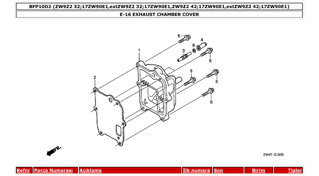 Fig. E-16 – EXHAUST CHAMBER COVER diagram
