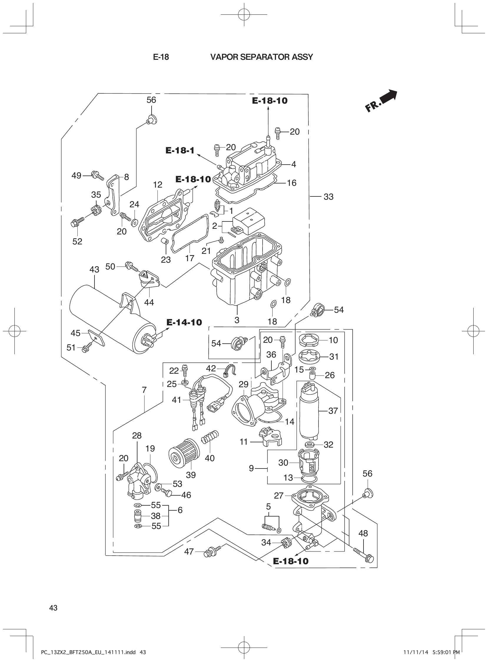 BFT250A – section E-18-10 20 parts diagram