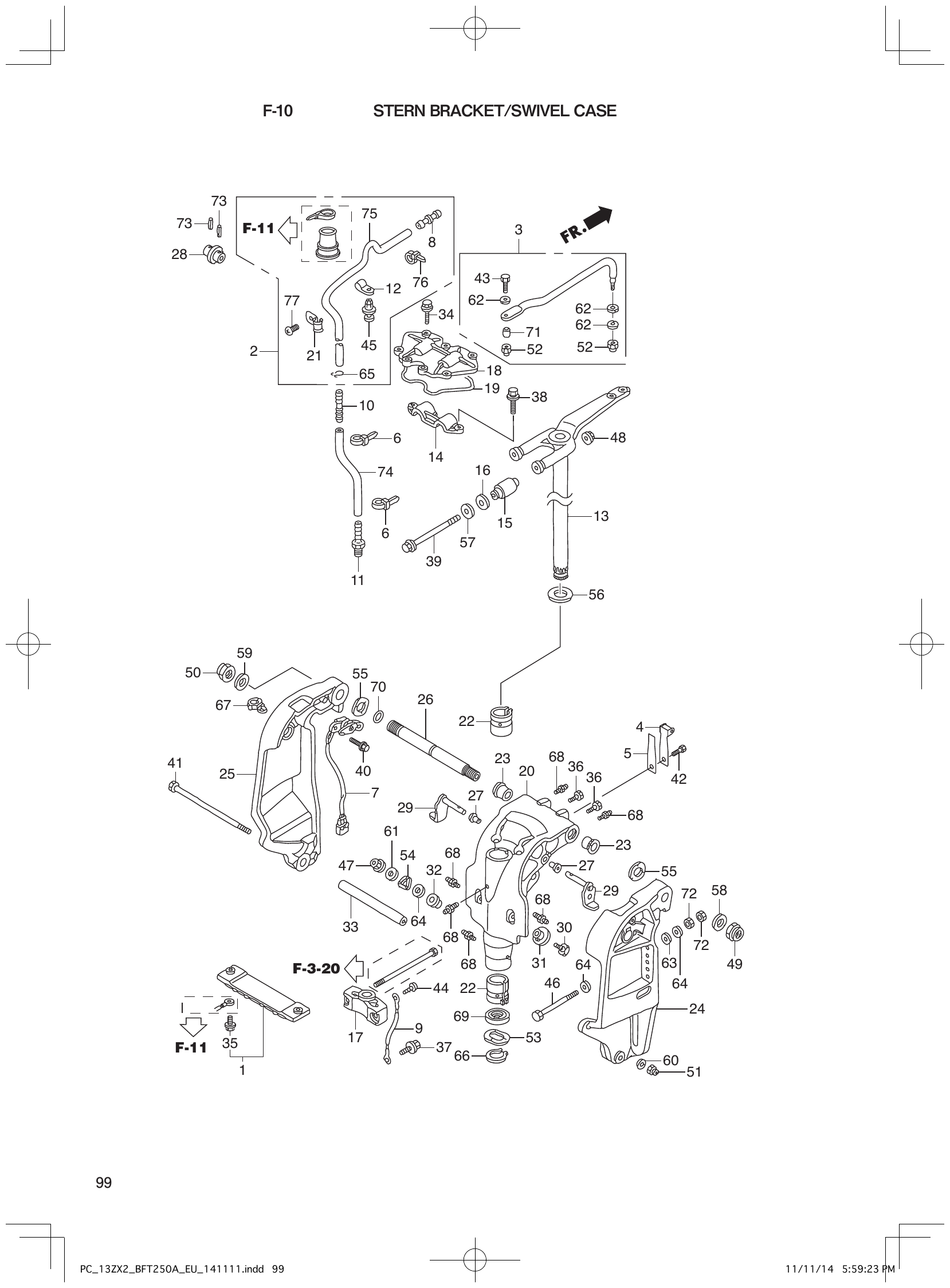 BFT250A – section F-11 3 parts diagram