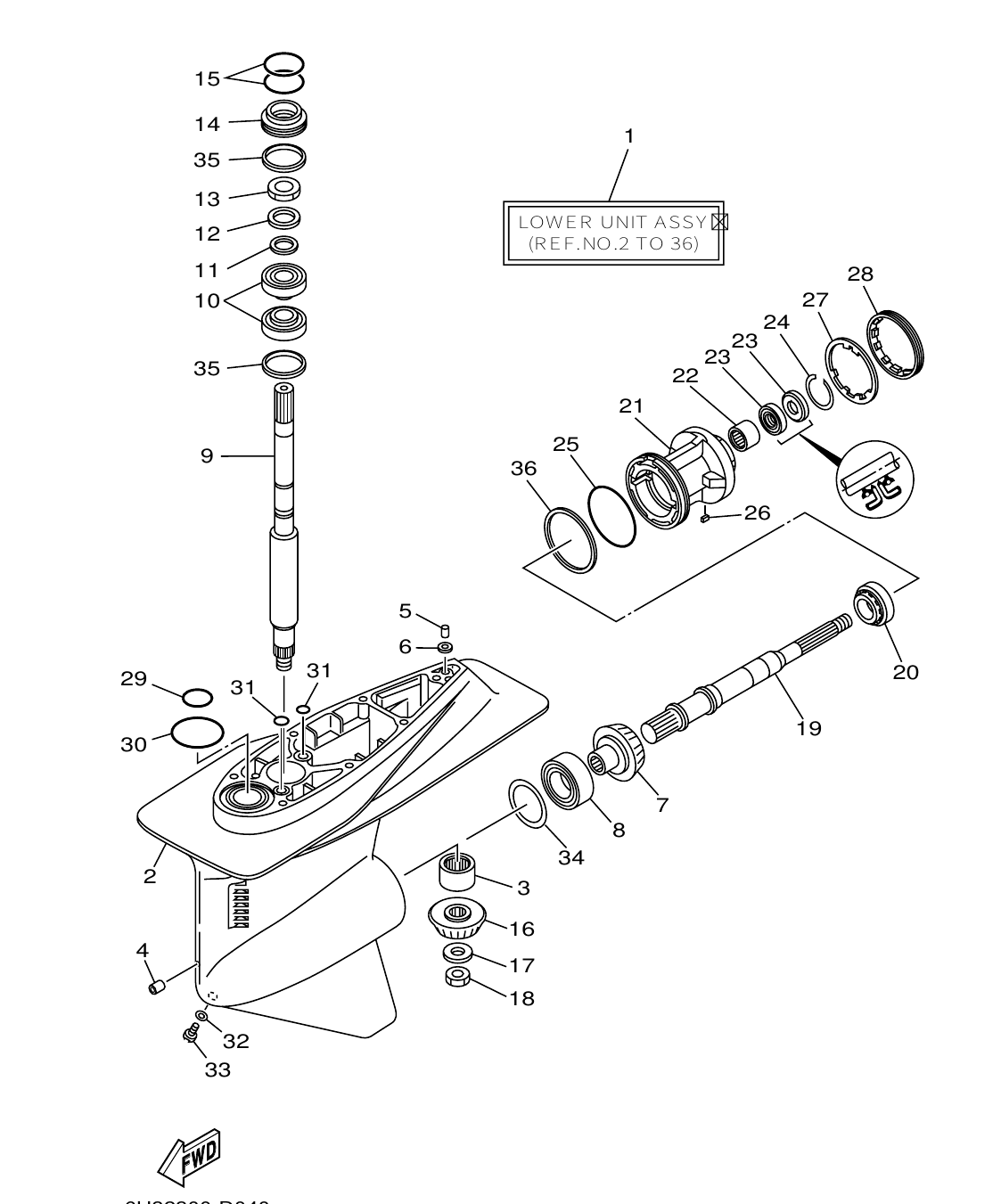DE-DHD – section 4 LOWER CASING & DRIVE 1 parts diagram