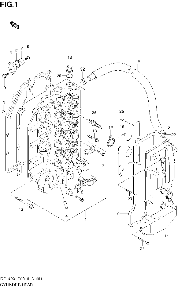 DF140A – section 1 CYLINDER HEAD parts diagram