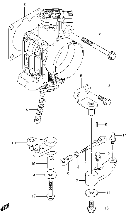 DF140A – section 15 THROTTLE BODY parts diagram