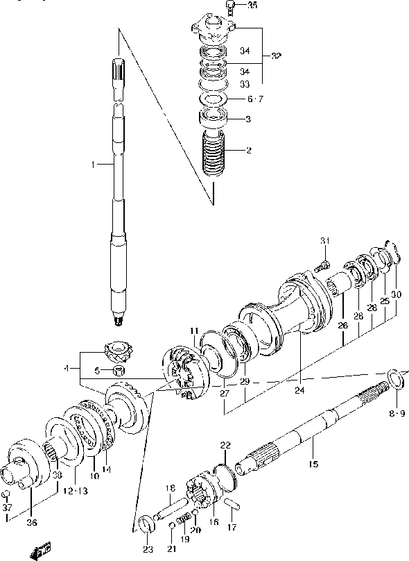 Fig. 23 – TRANSMISSION (DF140AT E03) diagram