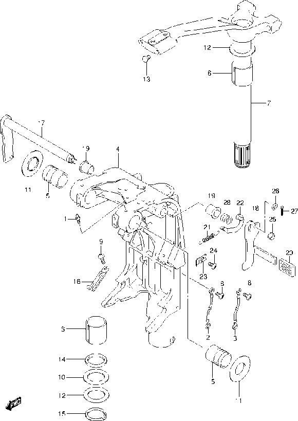 DF140A – section 34 SWIVEL BRACKET (DF140AZ E03) parts diagram