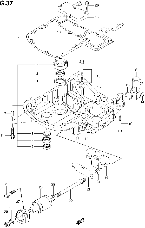 DF140A – section 37 ENGINE HOLDER parts diagram