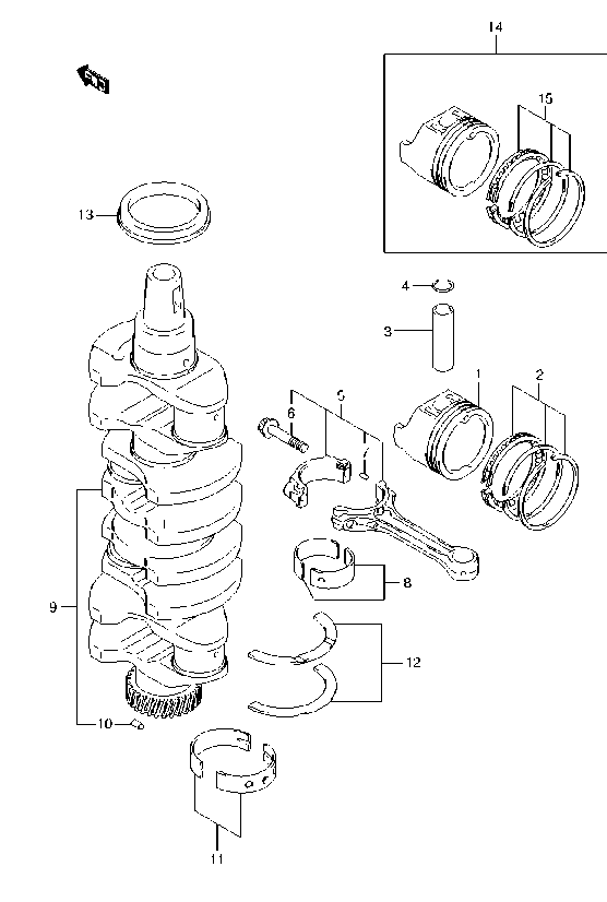 DF140A – section 4 CRANKSHAFT parts diagram
