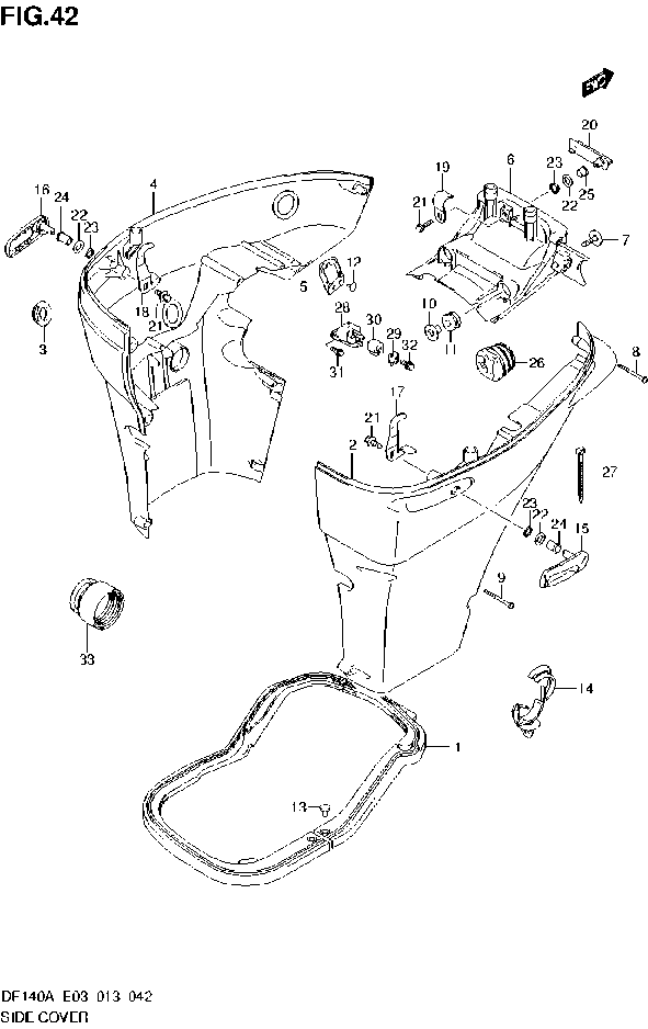 DF140A – section 42 SIDE COVER parts diagram