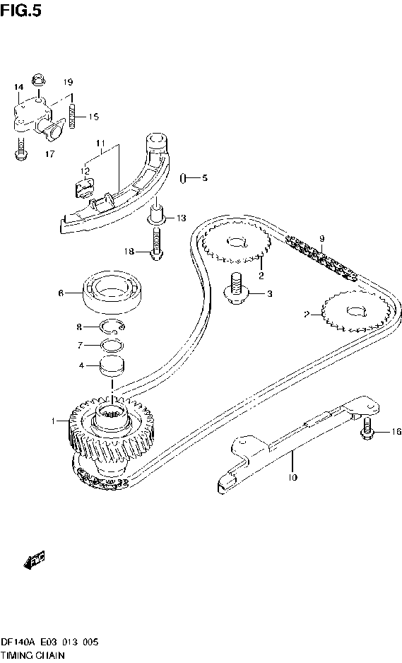 DF140A – section 5 TIMING CHAIN parts diagram