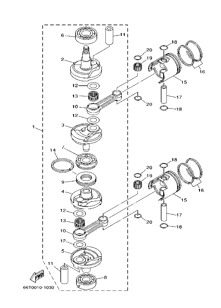 Fig. 3 – CRANKSHAFT & PISTON diagram