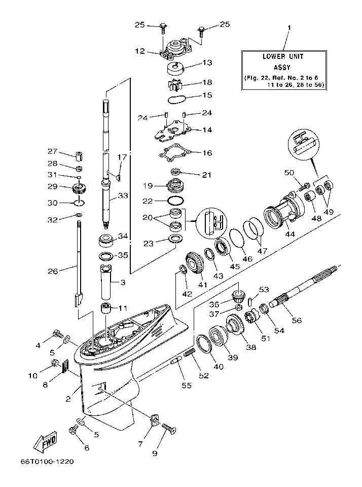 Fig. 22 – LOWER CASING & DRIVE 1 diagram