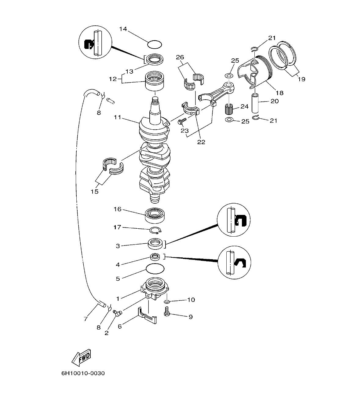 Fig. 3 – CRANKSHAFT & PISTON CIGUENAL & PISTON diagram