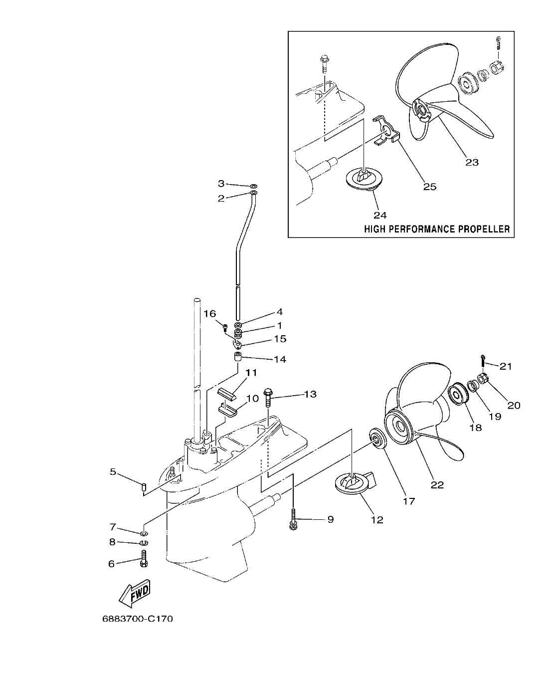 E60J'04 – section 19 LOWER CASING & DRIVE 3 IMPULSOR E INFERIOR 3 parts diagram
