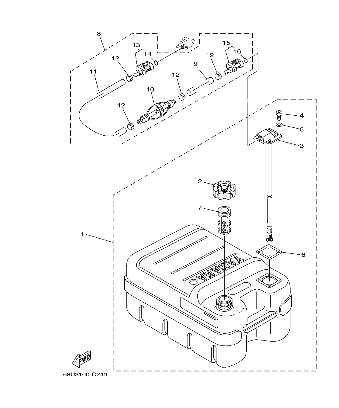 Fig. 20 – FUEL TANK DEPOSITO DE COMBUSTIBLE diagram
