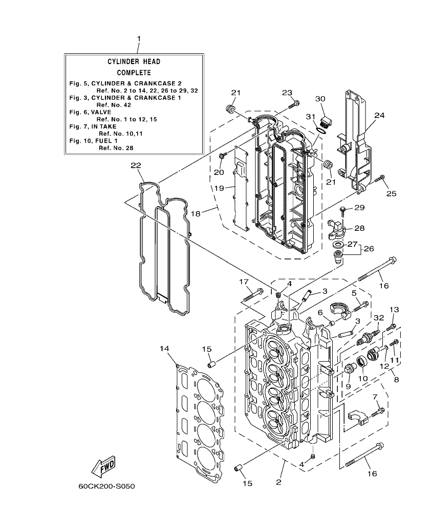 F100BET – section 5 CYLINDER & CRANKCASE 2 parts diagram