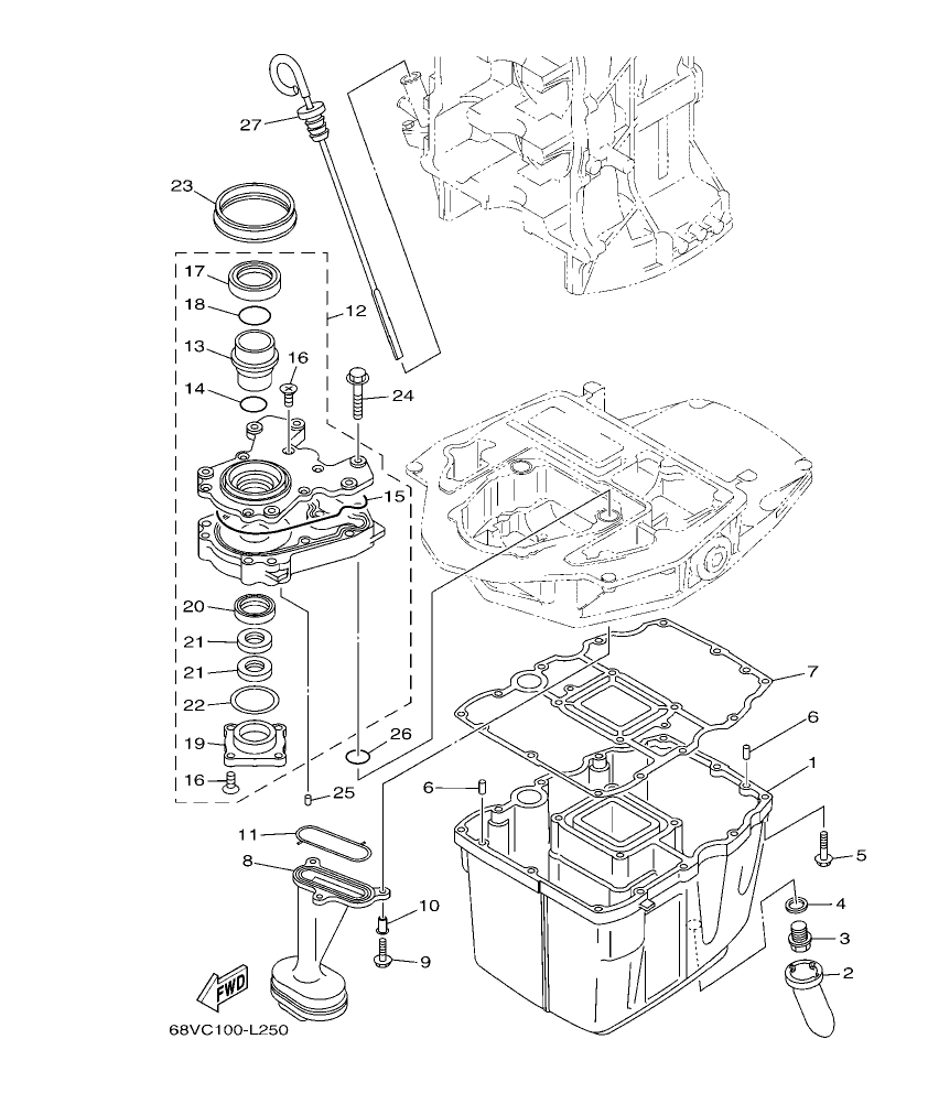 F100BET – section 24 OIL PAN parts diagram