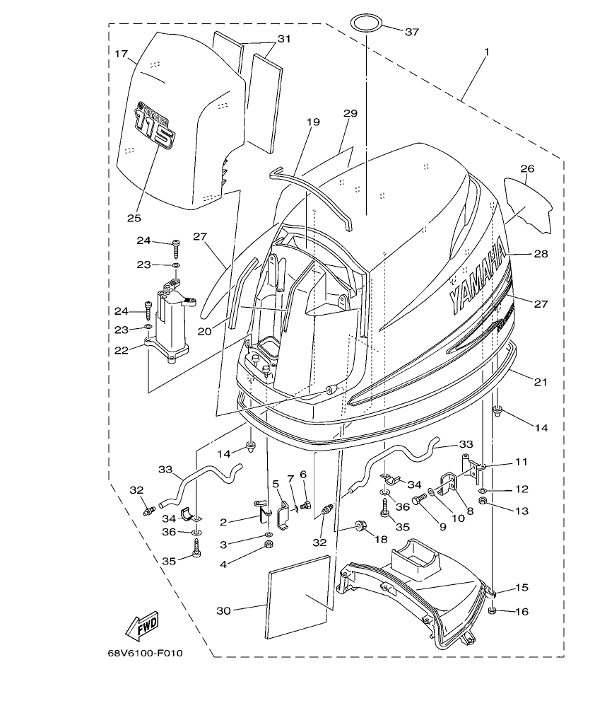 F115TR-2009 – section 1 TOP COWLING parts diagram