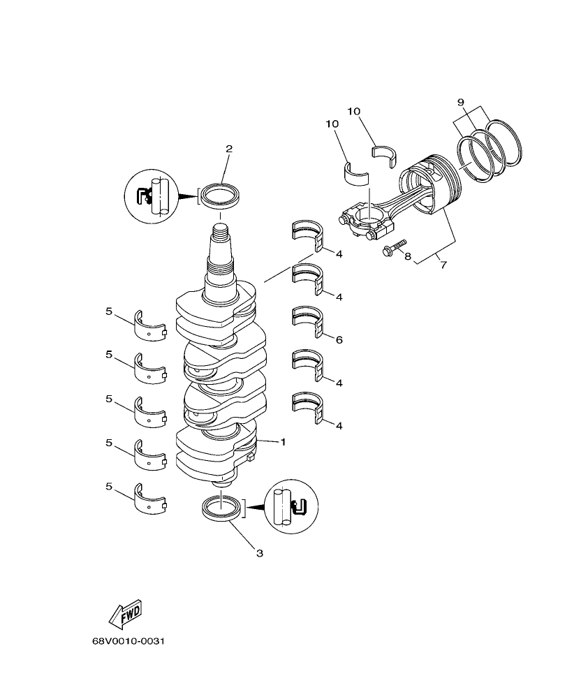F115TR-2009 – section 3 CRANKSHAFT & PISTON parts diagram