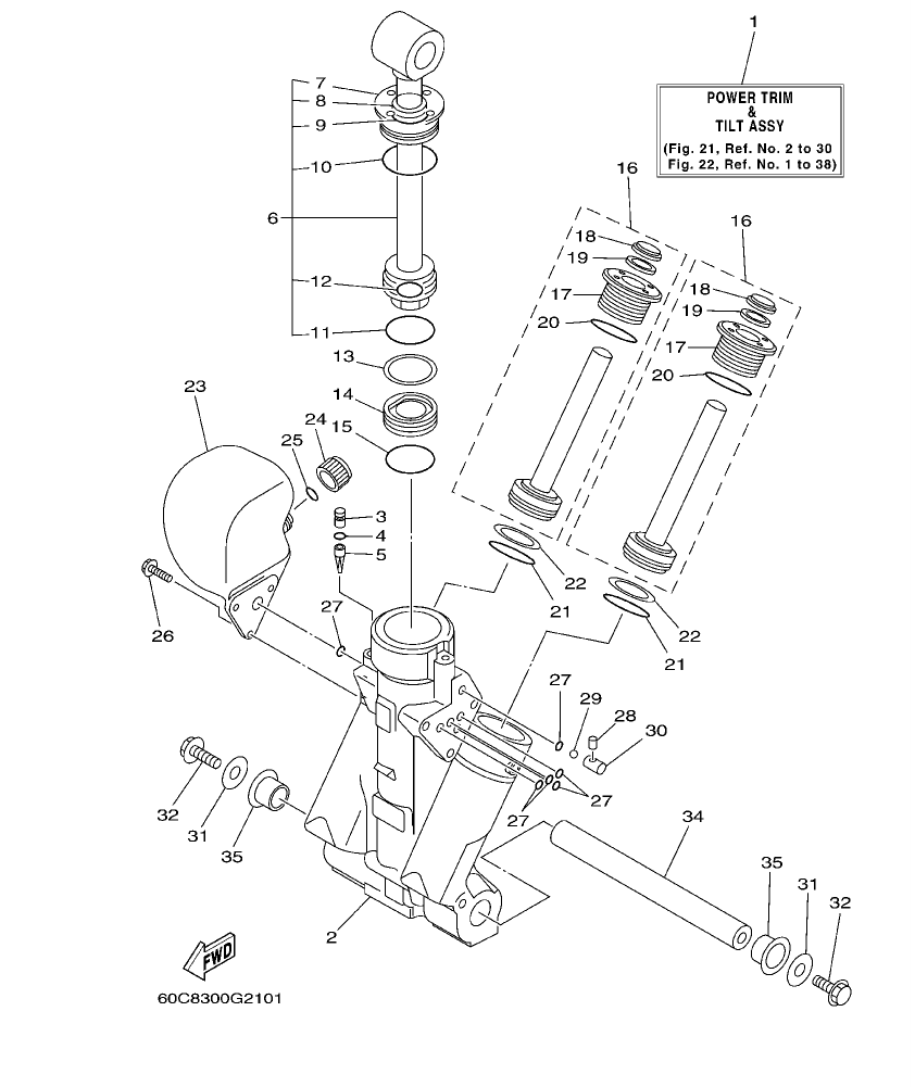 Fig. 21 – POWER TRIM & TILT ASSY 1