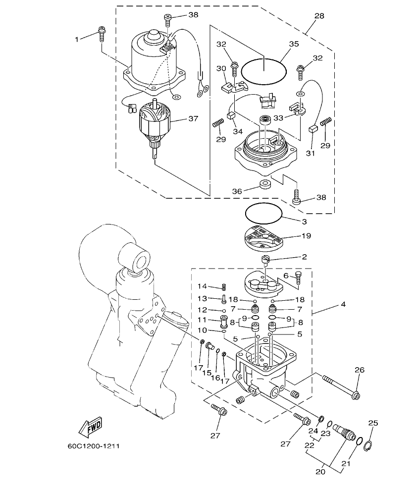 Fig. 22 – POWER TRIM & TILT ASSY 2
