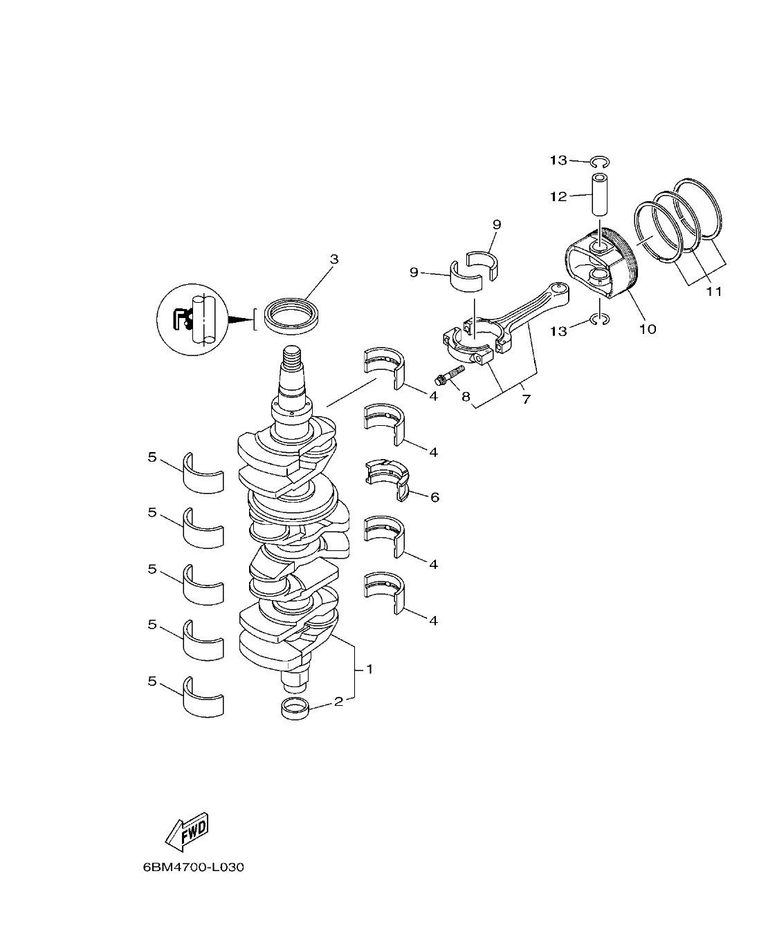 Fig. 4 – CRANKSHAFT & PISTON CIGUENAL & PISTON diagram