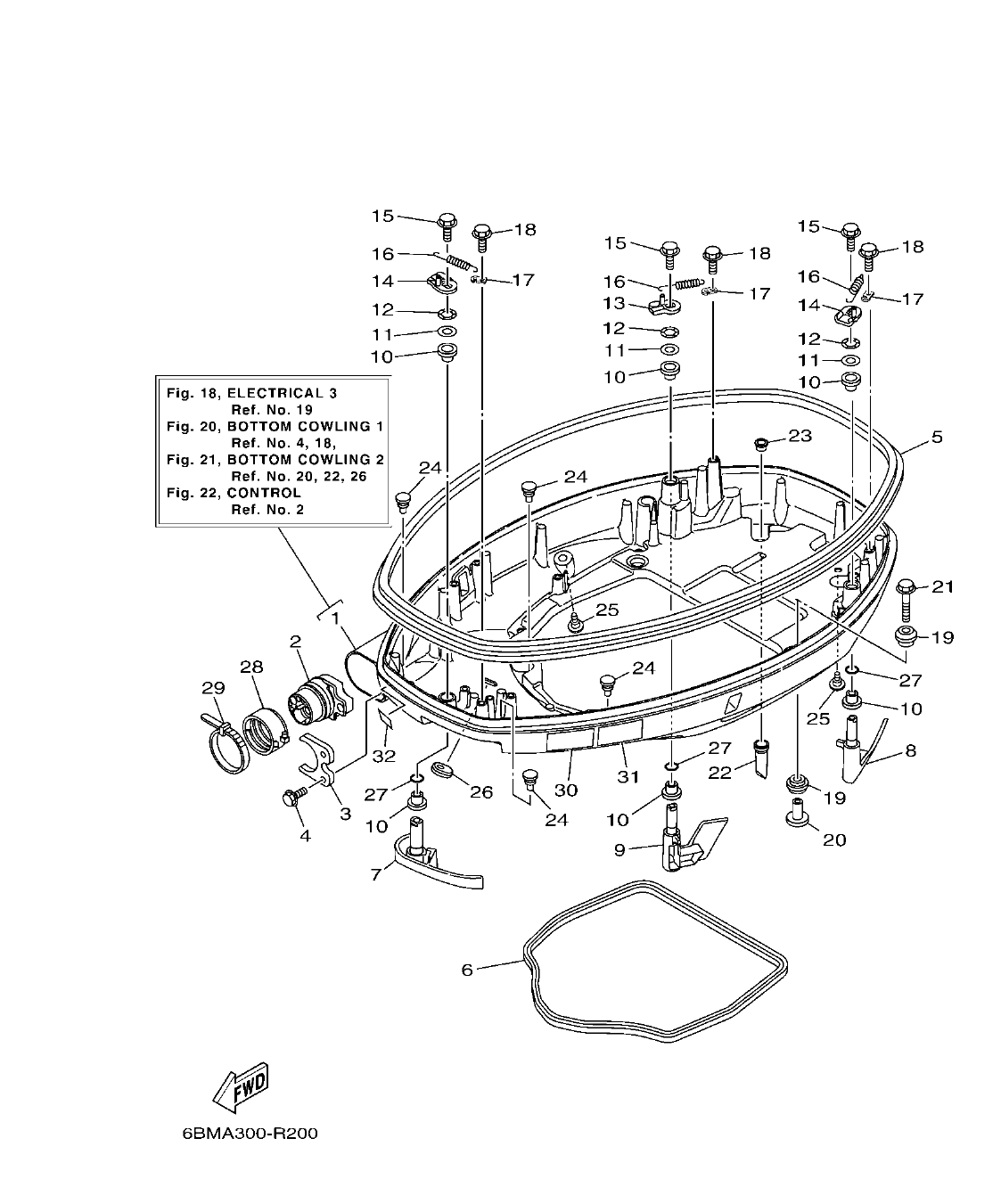 Fig. 20 – BOTTOM COWLING 1 CUBIERTA INFERIOR 1 diagram