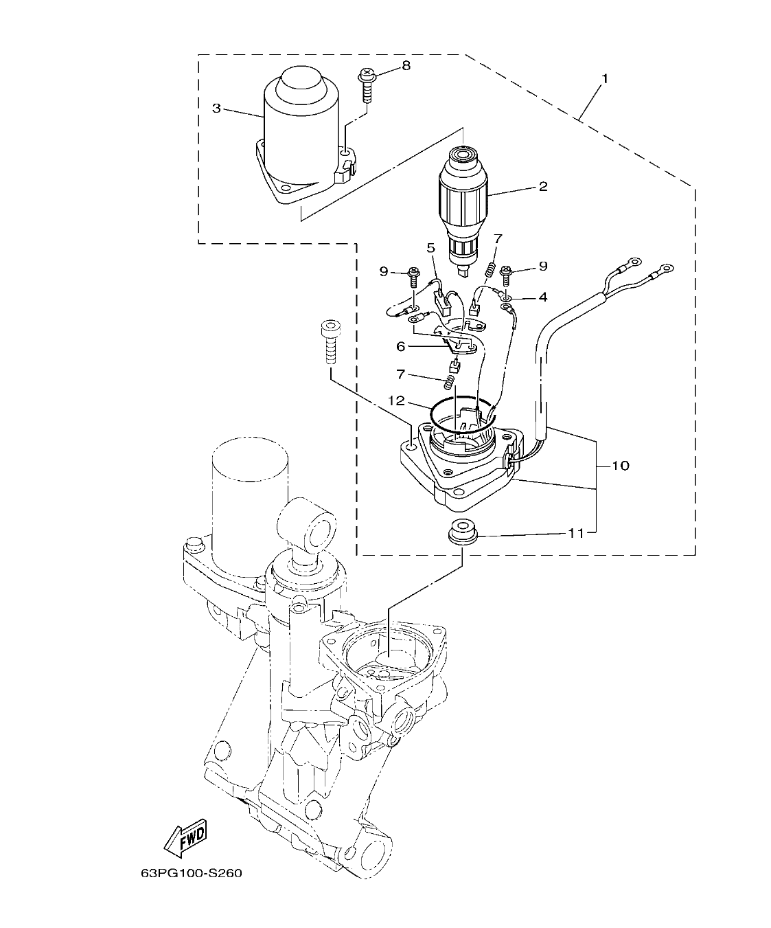 Fig. 26 – POWER TRIM & TILT ASSY 2 COMPONER Y PODER VARILLA 2 diagram