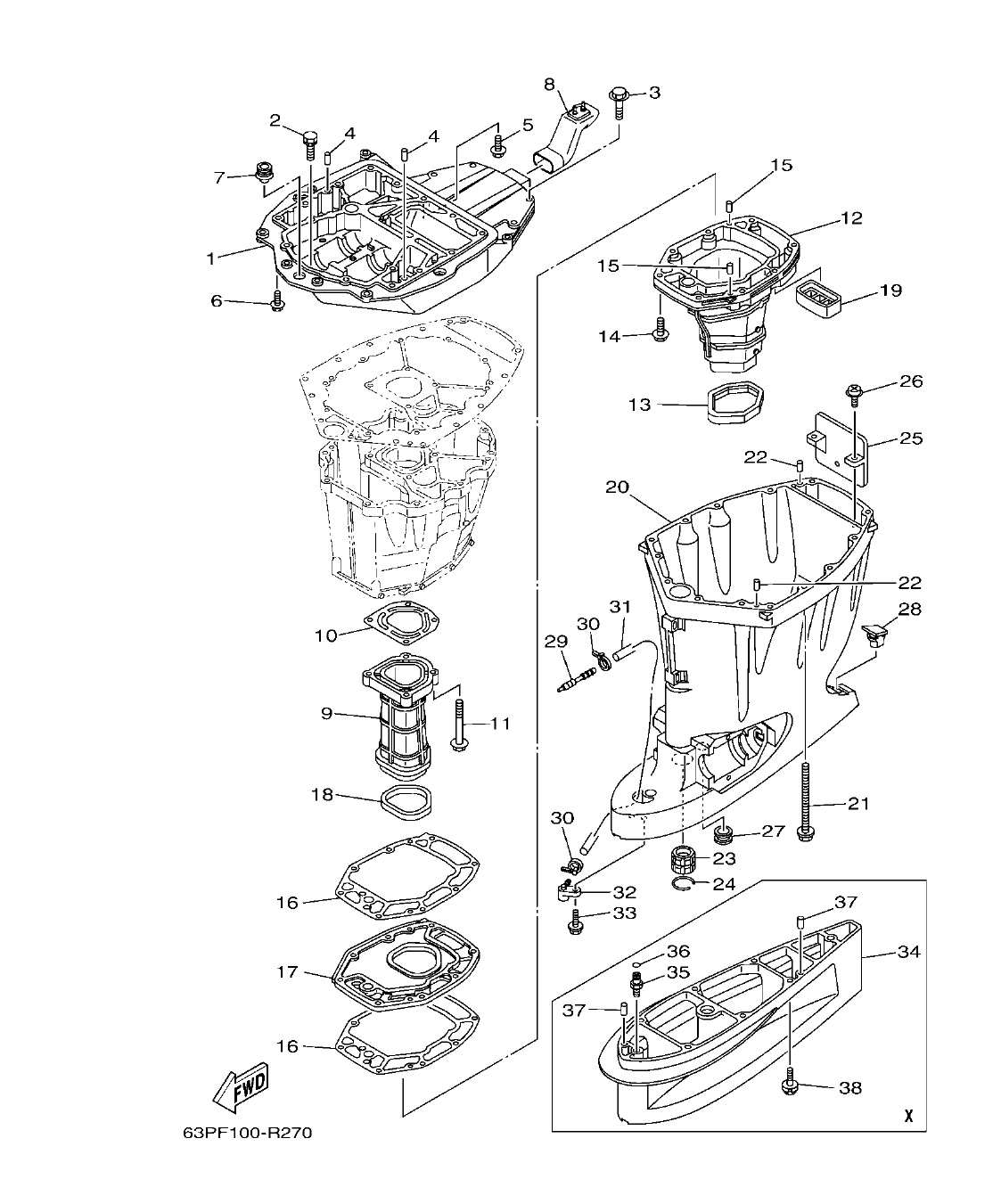 Fig. 27 – UPPER CASING FUNDA SUPERIOR diagram