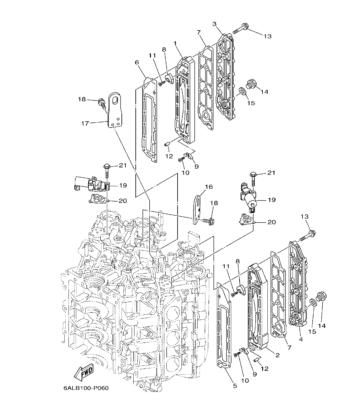 F200BET'19 – section 6 CYLINDER & CRANKCASE 3 CILINDRO & CARTER 3 parts diagram