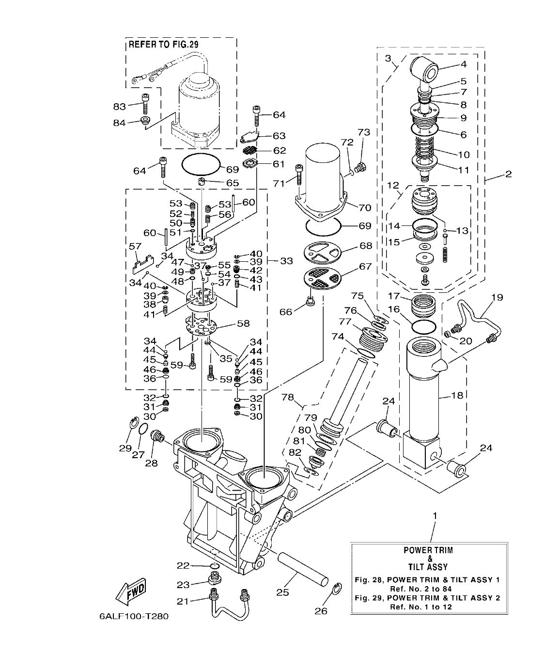 F200BET'19 – section 28 POWER TRIM & TILT ASSY 1 COMPONER Y PODER VARILLA 1 parts diagram