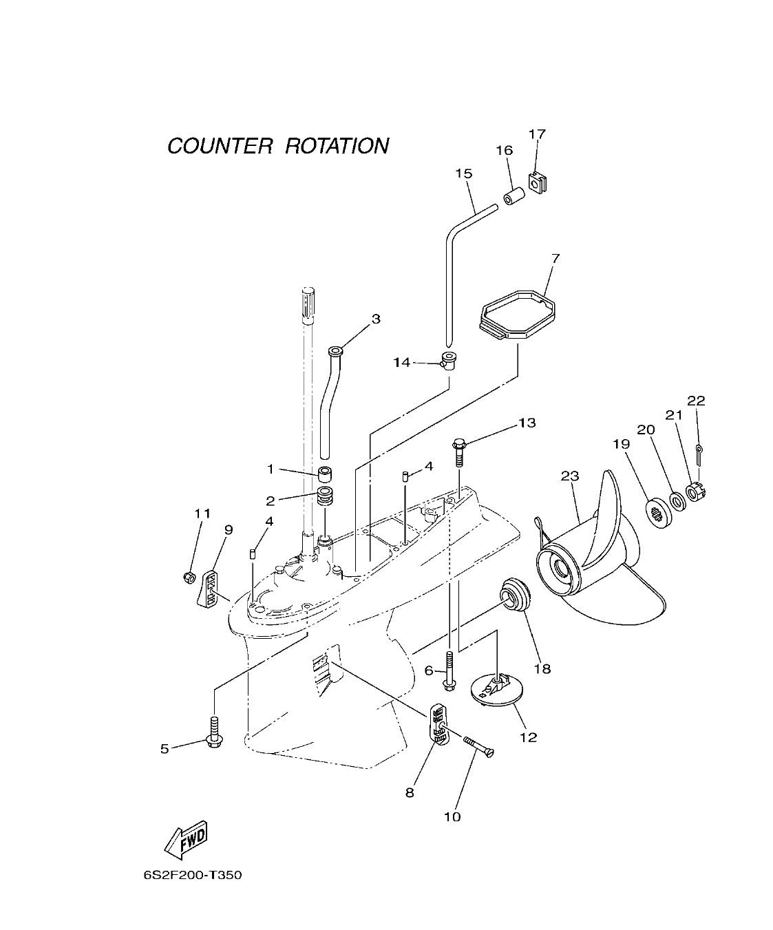 F200BET'19 – section 35 LOWER CASING & DRIVE 4 IMPULSOR E INFERIOR 4 parts diagram