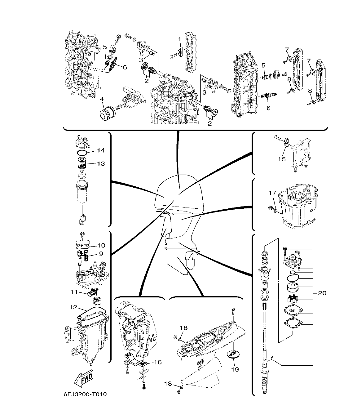 FL250HET'21 – section 1 SCHEDULED SERVICE PARTS PARTES DE REPUESTO TEMPORALES parts diagram