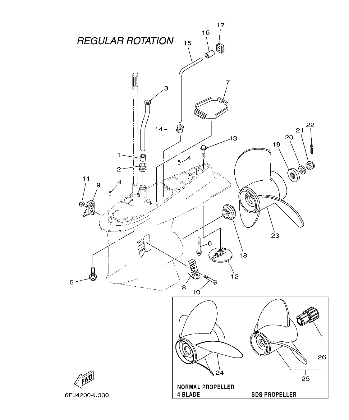 F250HET'21 – section 33 LOWER CASING & DRIVE 2 IMPULSOR E INFERIOR 2 parts diagram
