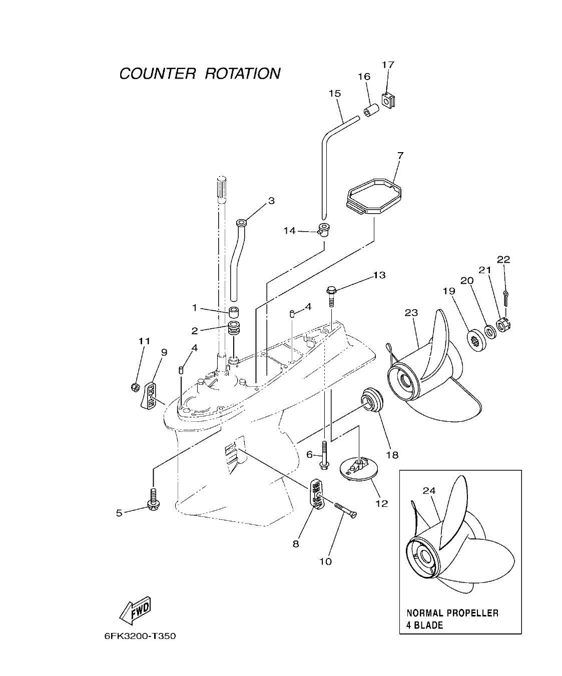F250HET'21 – section 35 LOWER CASING & DRIVE 4 IMPULSOR E INFERIOR 4 parts diagram