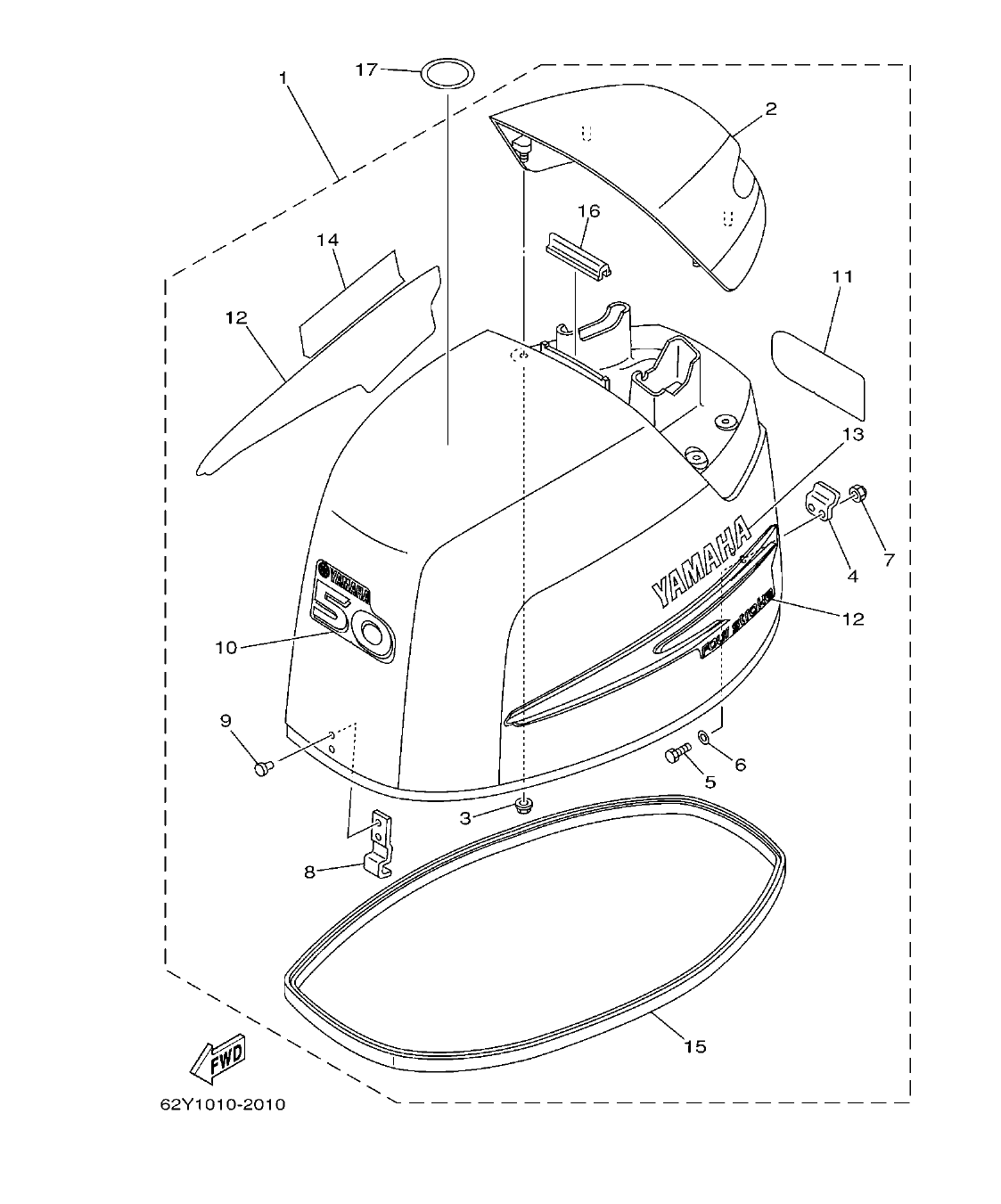 F50DET'04 – section 1 TOP COWLING SOPORTE SUPERIOR parts diagram