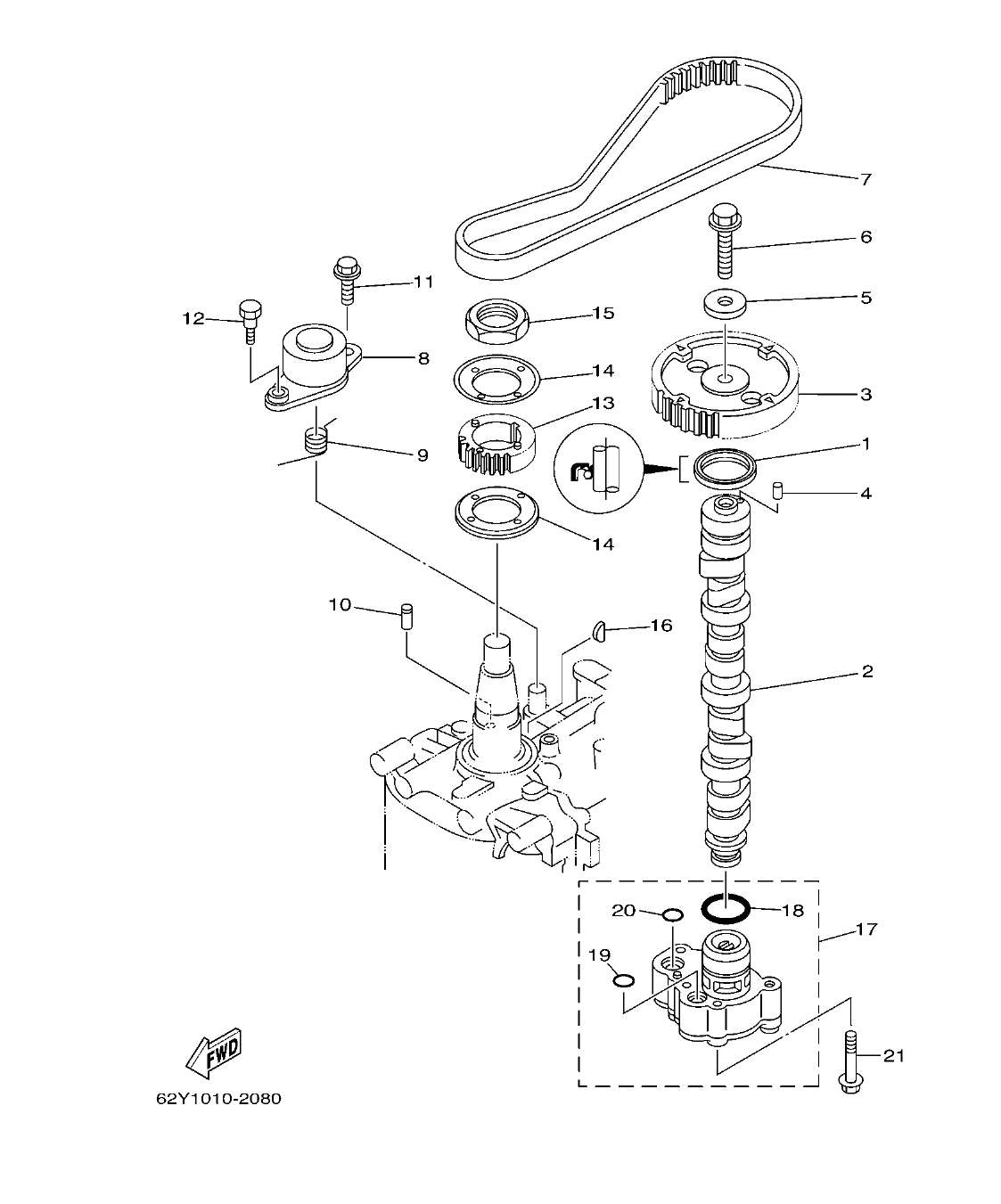 F50DET'04 – section 8 OIL PUMP BOMBA DE ACEITE parts diagram
